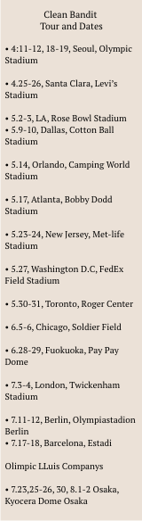 320px of the tour and dates of the band on the grid